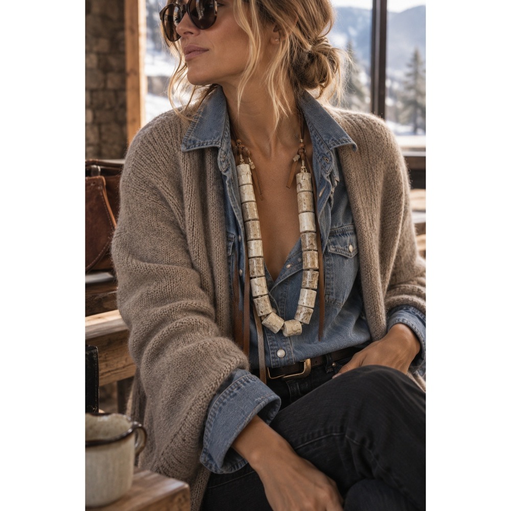 Unique artisan deer antler beaded Handmade Necklace adjustable with moonstone